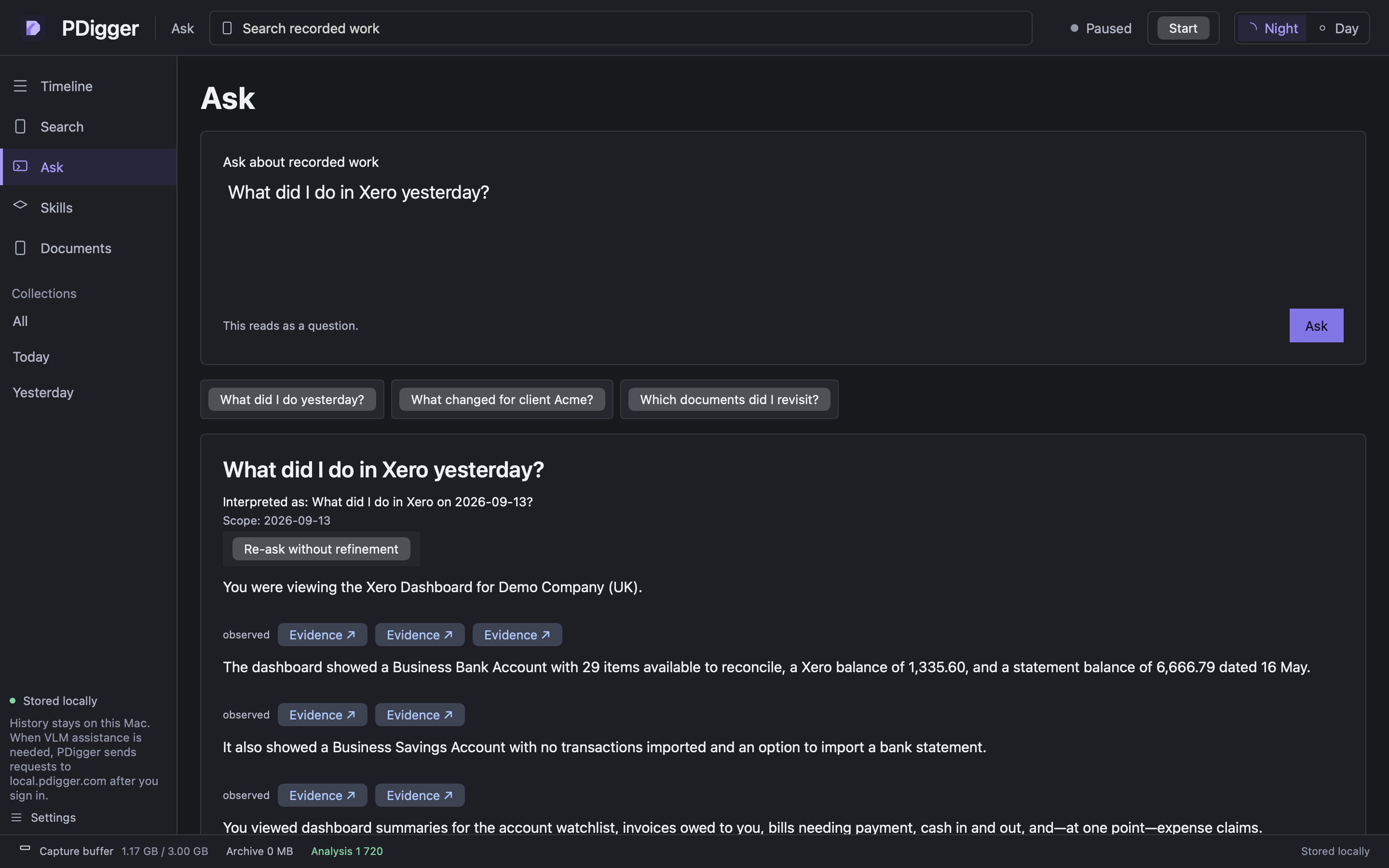 Ask page showing an answer card with Interpreted as and Scope