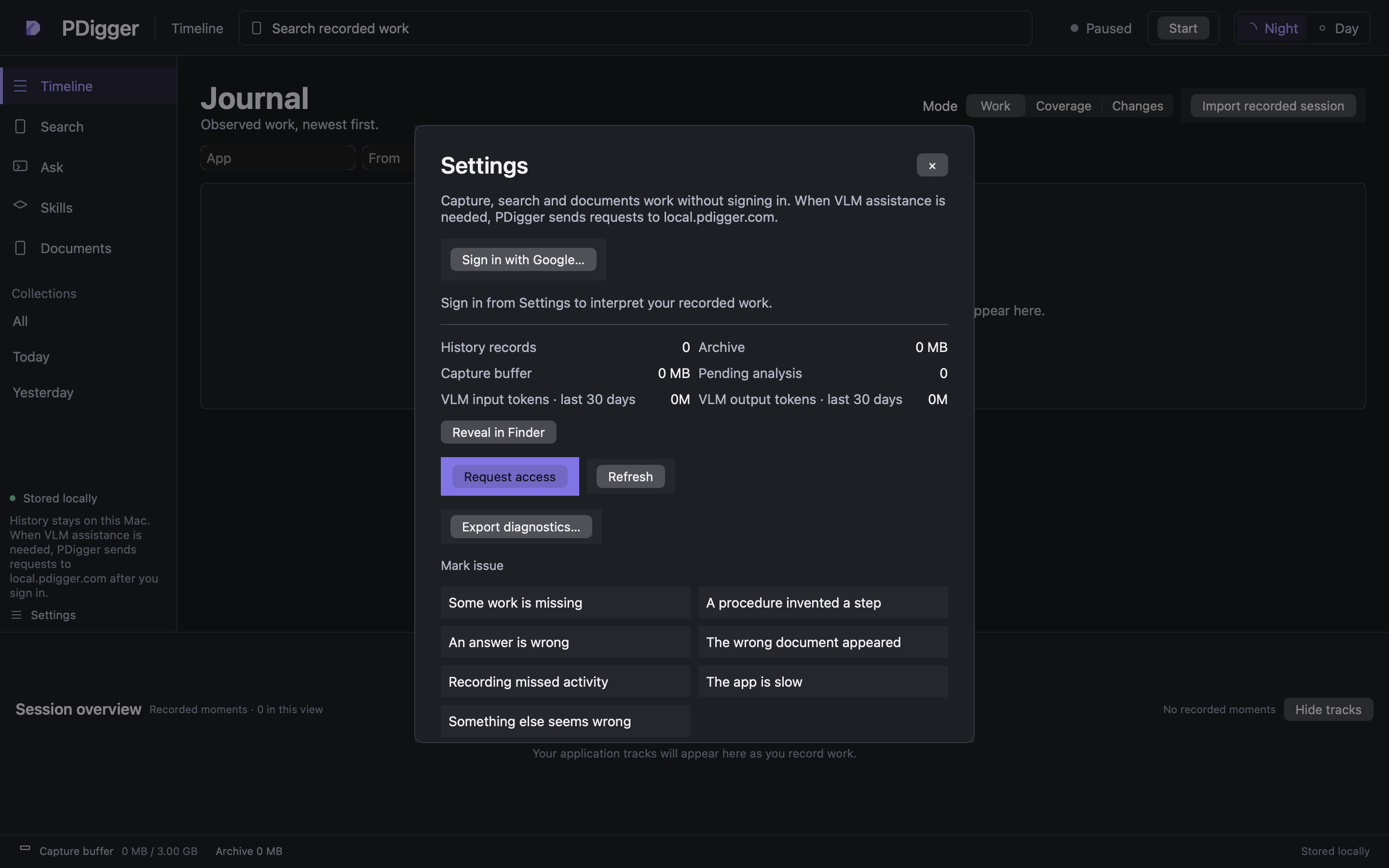 Settings panel with Sign in with Google before an account is connected